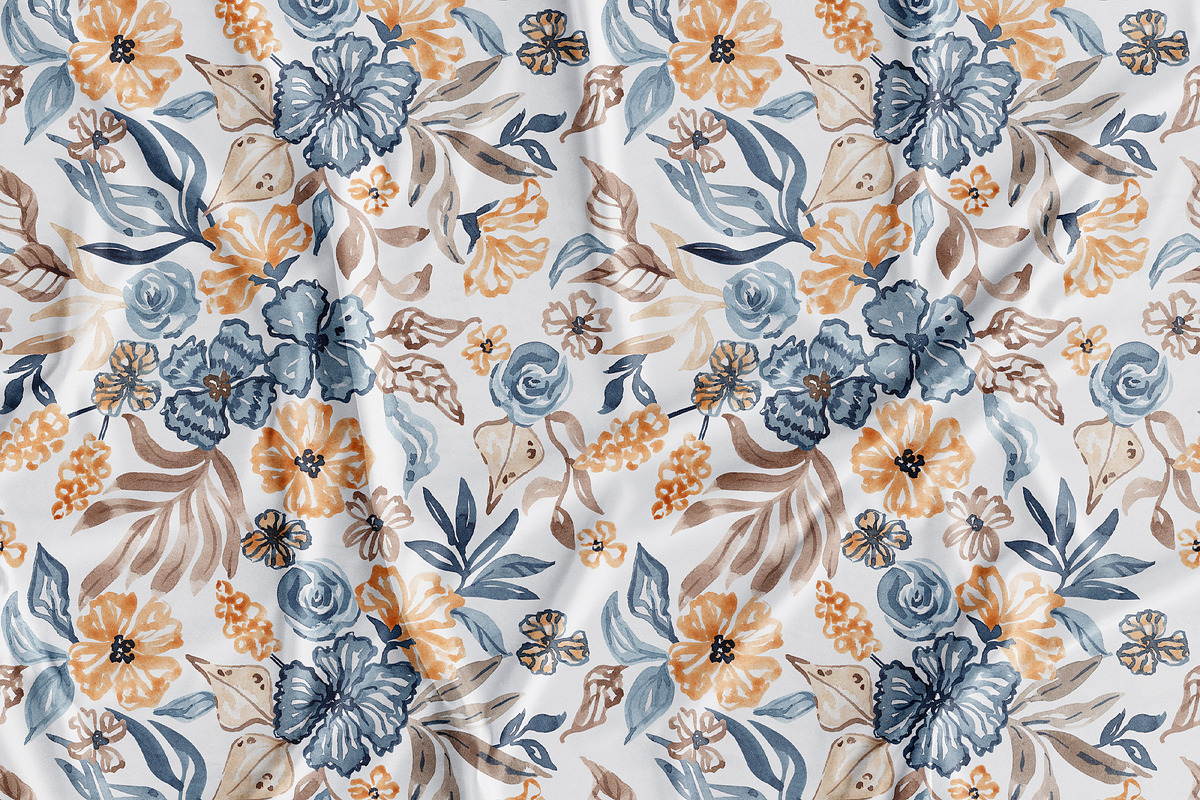 Watercolor Summer Garden Blooms, a Pattern Graphic by SirenaArt (Photo 3 of 13)