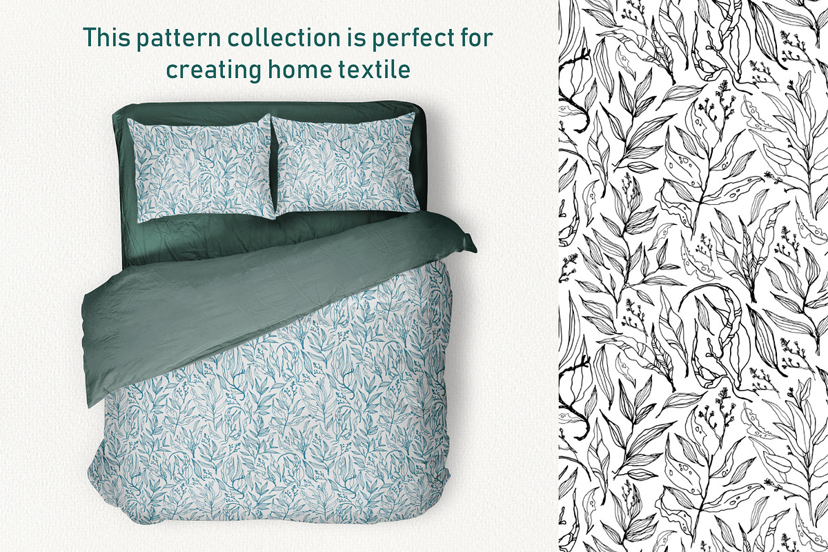Lineart floral leaves patterns, a Texture Illustration by Dina Guiter (Photo 17 of 20)