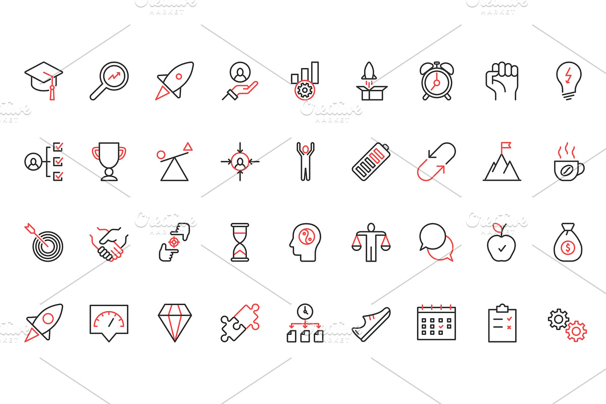 Productivity skill growth icons, a Finance Illustration by Lemberg Vector