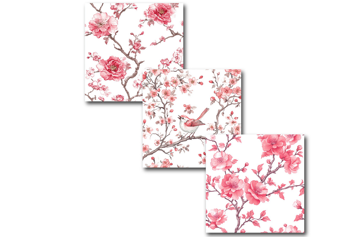 Toile Elegance Chinoiserie Flowers, a Pattern Graphic by SinaCreation (Photo 3 of 5)