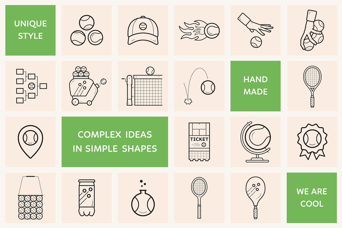 Tennis Outline Icons, an Outline Icon by Sargatal (Photo 2 of 4)