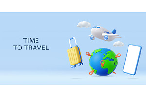 3d Time to travel concept with phone, an Object Illustration by ModVector