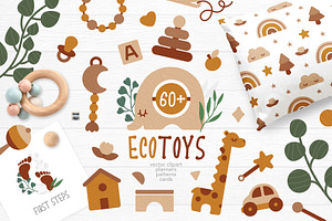 EcoToys & Eucalyptus Vector Clipart
