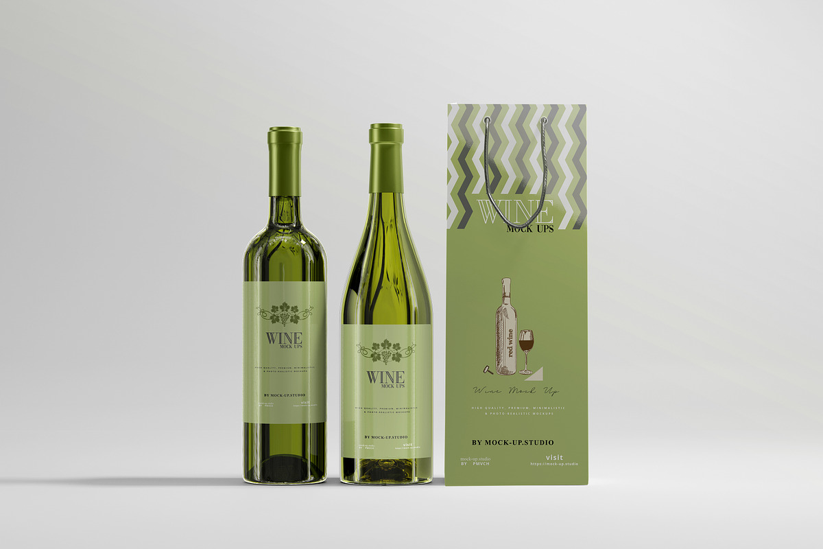 White Wine with Bag Mockups, a Product Mockup by pmvch (Photo 1 of 8)