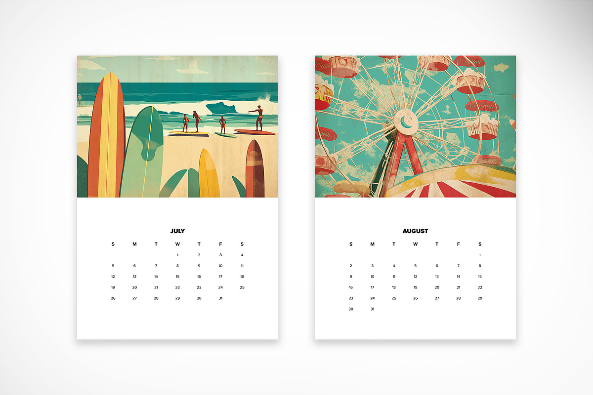 Retro Illustrated Wall Calendar 26, a Print Template by McLittle Stock (Photo 5 of 9)