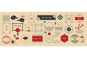 Japanese borders. Asian stylized, an Illustration by Onyx