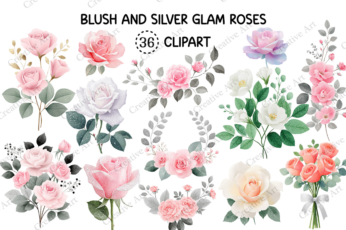 Blush And Silver Glam Roses, an Illustration by Creative Art (Photo 1 of 10)