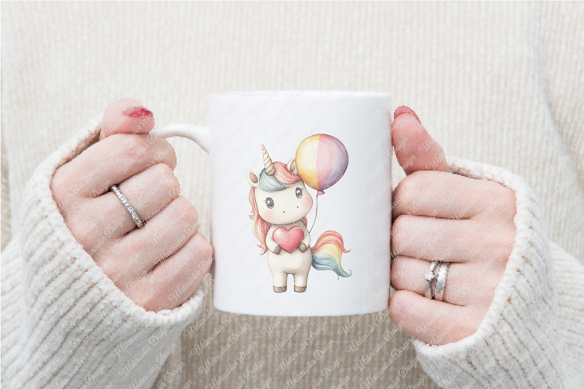 Watercolor Cute Unicorn Clipart, an Illustration by Watercolor design (Photo 9 of 11)