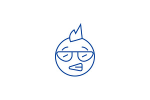 Punk Emoji Line Icon Concept. Punk