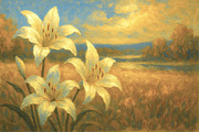 Golden Sunset Lily Painting, a Background Graphic by Floraphoria (Thumbnail 1 of 10)