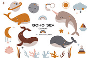 Boho sea clipart for baby shower, an Animal Illustration by SleptArt (Thumbnail 1 of 4)