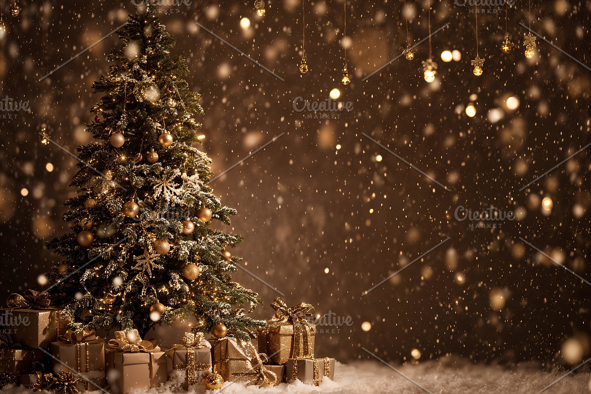 Falling Snow Christmas Tree Backdrop, a Background Photo by Winwin Design Art (Photo 2 of 2)