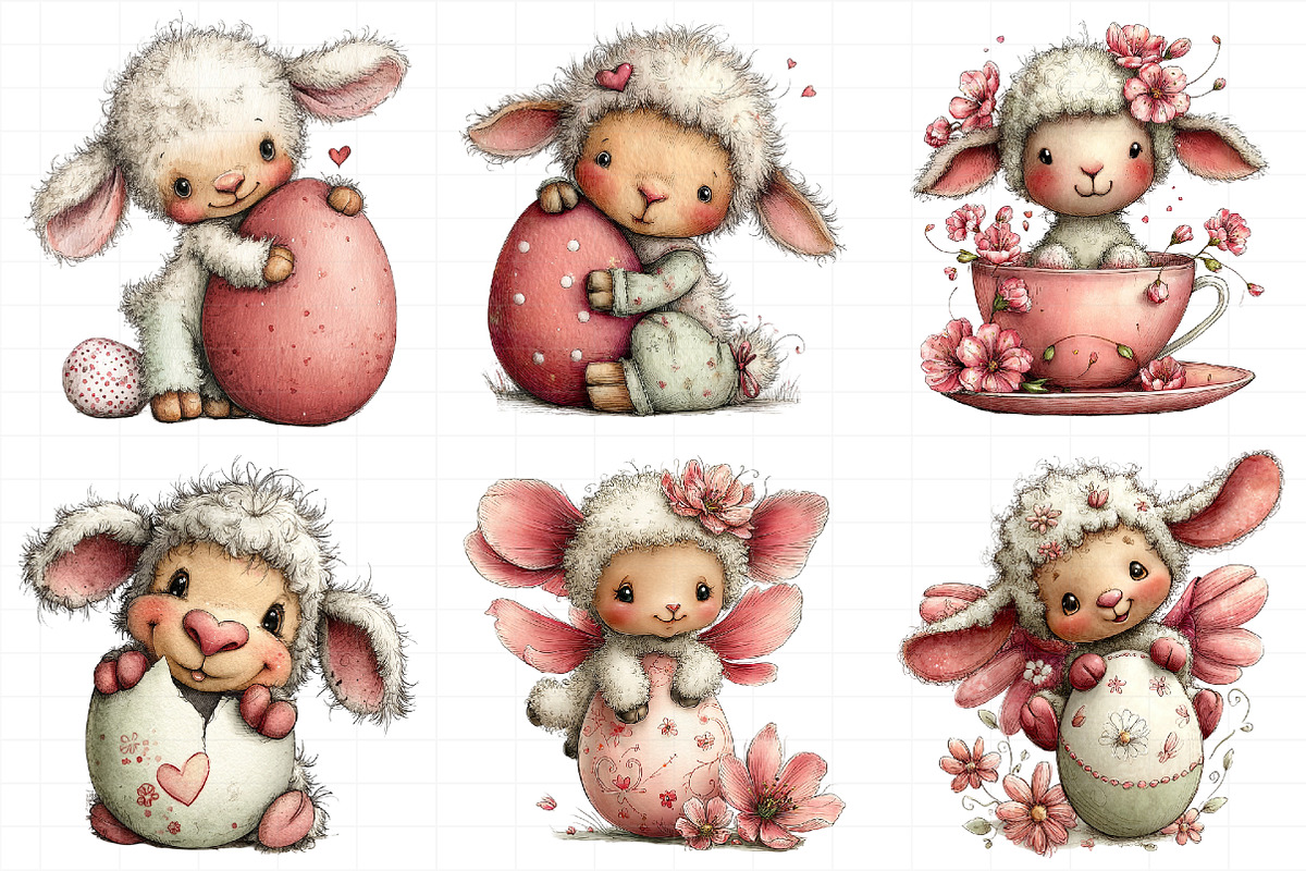 Whimsical Easter Lamb Clipart Png, an Illustration by Daily.Designs (Photo 3 of 8)