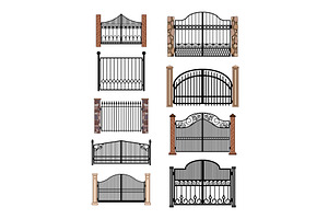 Various wrought iron gates designs, an Illustration by pikepicture
