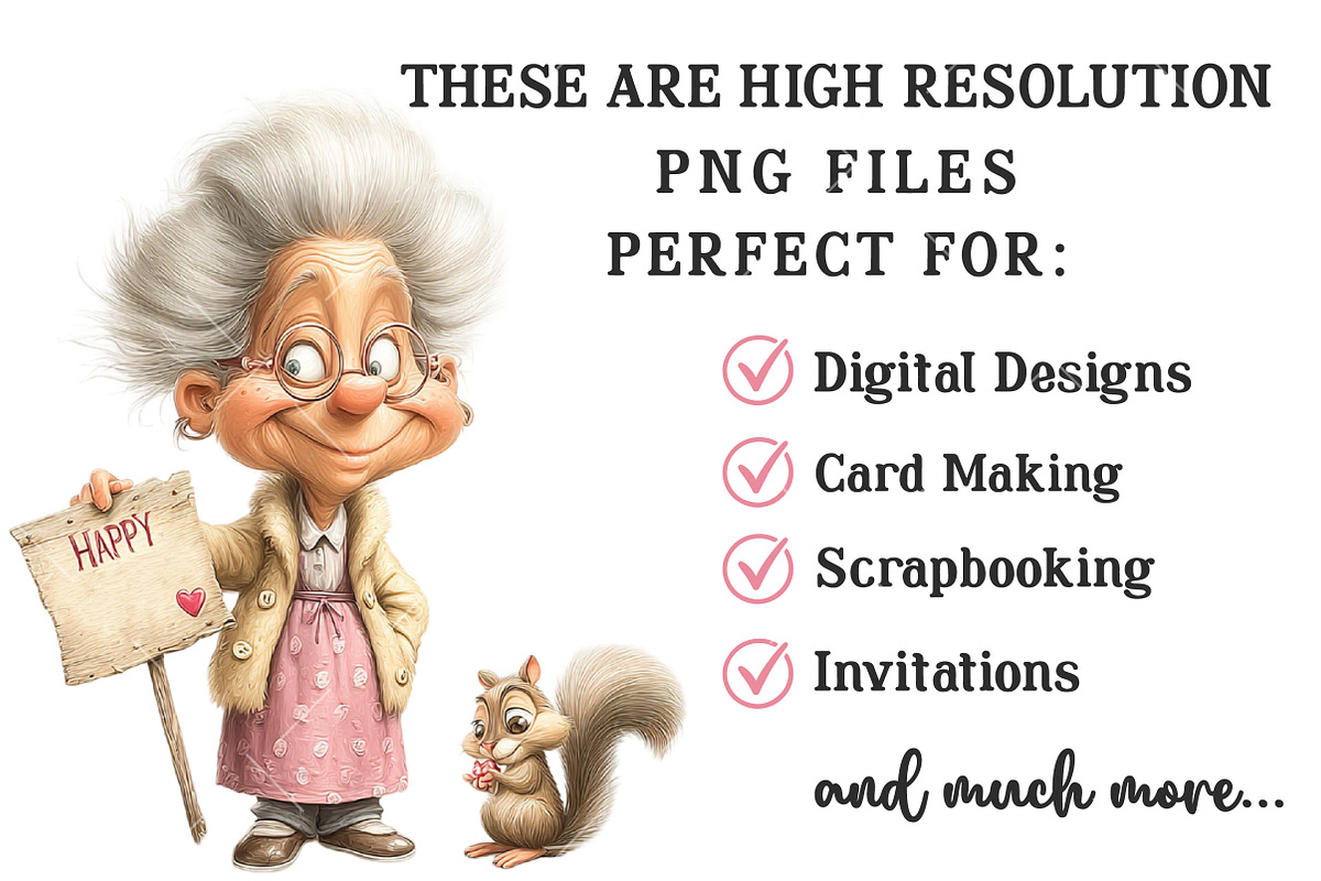 Whimsical Valentine Grandma Clipart, an Illustration by OK Design (Photo 6 of 6)