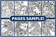 200 Flower Horse Coloring Pages, an Animal Illustration by BrightMart (Thumbnail 2 of 3)