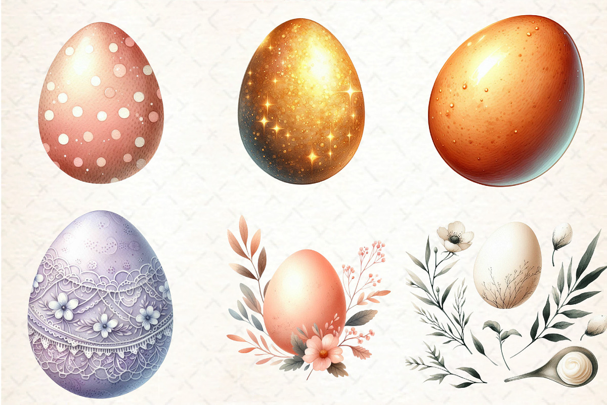 Watercolor Eggs Clipart, an Illustration by DreamCafeArt (Photo 4 of 5)