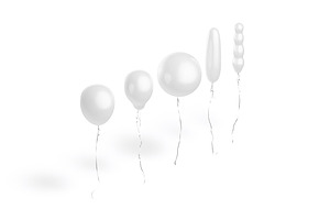 5 White Helium Balloons 3D Model