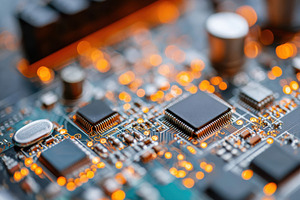 Close-up of a glowing circuit board, a Technology Photo by AlyaAnd
