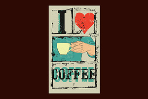 Coffee Typographic Vintage Poster.