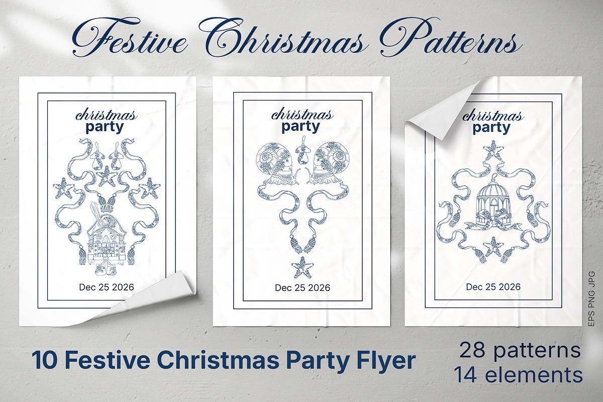 Festive Christmas patterns, a Decorative Illustration by LanaDzi (Photo 23 of 25)