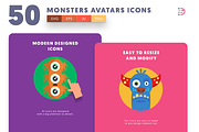 50 Monsters Avatars Icons, an Outline Icon by Dighital (Thumbnail 4 of 10)