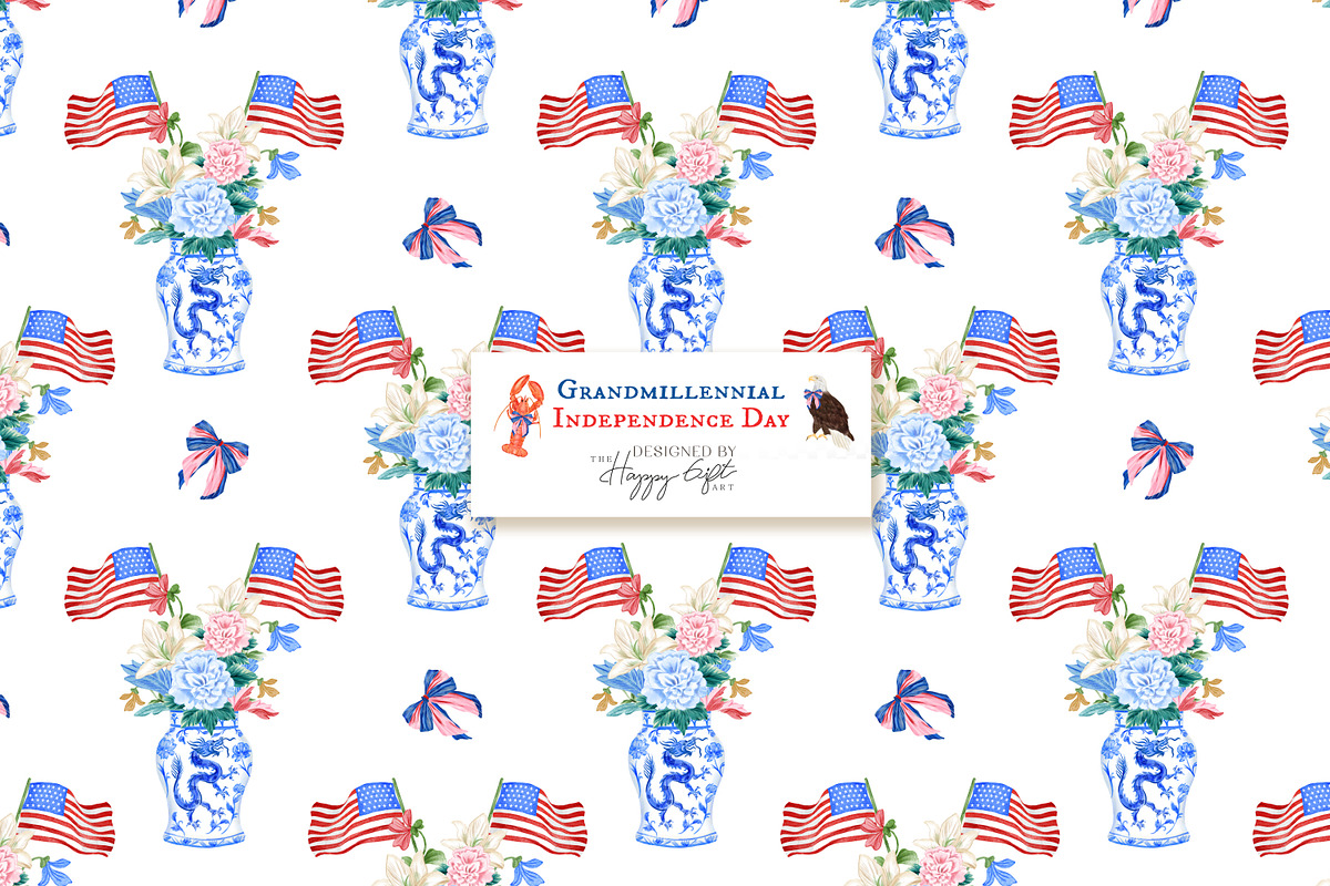 Grandmillennial Independence Day, a Decorative Illustration by TheHappyGiftArt (Photo 21 of 21)