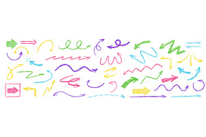 Crayon doodle arrows. Chalk textured, an Object Illustration by winwin.art