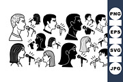 Microphone Singing Silhouettes Set, an Illustration by designvectx (Thumbnail 1 of 3)