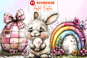 Pastel Easter Watercolor Clipart, an Illustration by Watercolor design