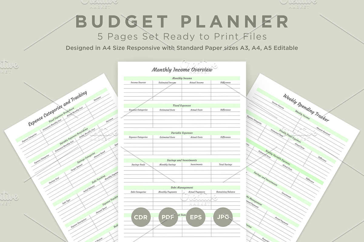Budget Planner Pages Set V-12, a Stationery Template by shahsoft (Photo 1 of 3)