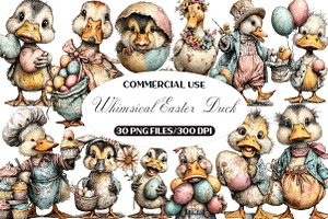 Whimsical Easter Duck Clipart, an Illustration by Black Bird Studio