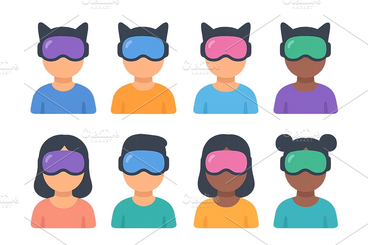 Group of diverse children wearing, a Technology Illustration by ZinetroN