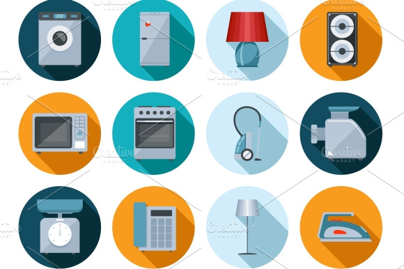Household Appliances Flat Icons