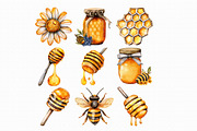 Watercolor Honey Clipart, an Illustration by Libby Wishes (Thumbnail 4 of 5)