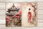 Cherry Blossom Junk Journal Pages, a Person Illustration by GlamArtZhanna (Thumbnail 5 of 10)