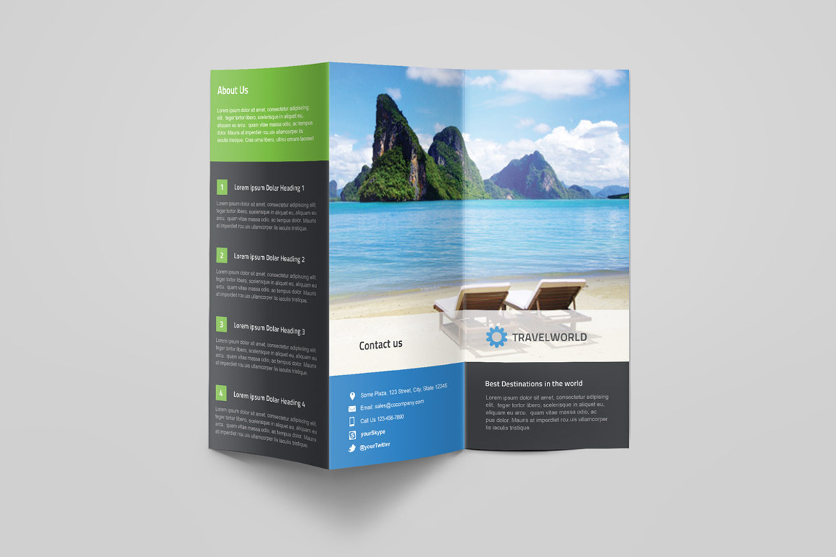 Travel Company Trifold Brochure, a Brochure Template by Saptarang (Photo 3 of 4)