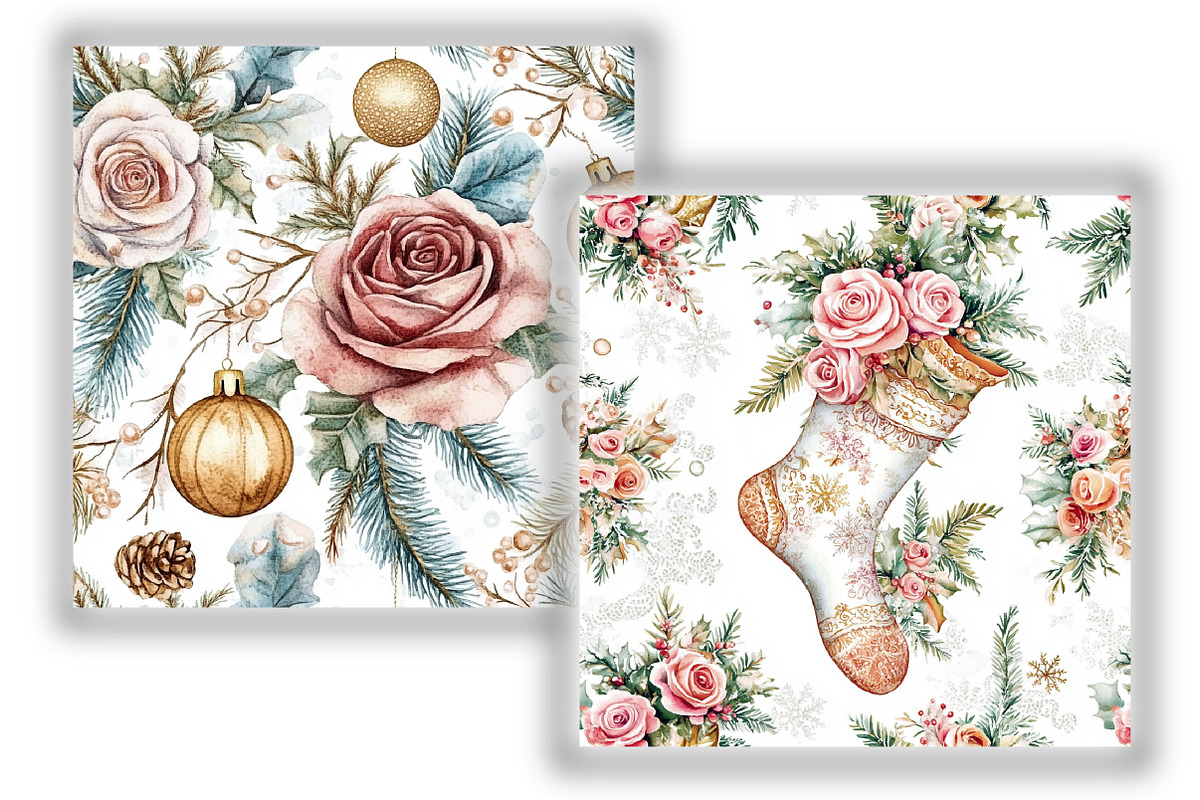 Rococo Christmas Seamless Patterns, a Pattern Graphic by Design Market (Photo 4 of 4)
