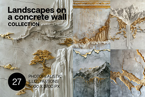 27 Landscapes on a concrete wall, an Arts & Entertainment Photo by Handmadefont