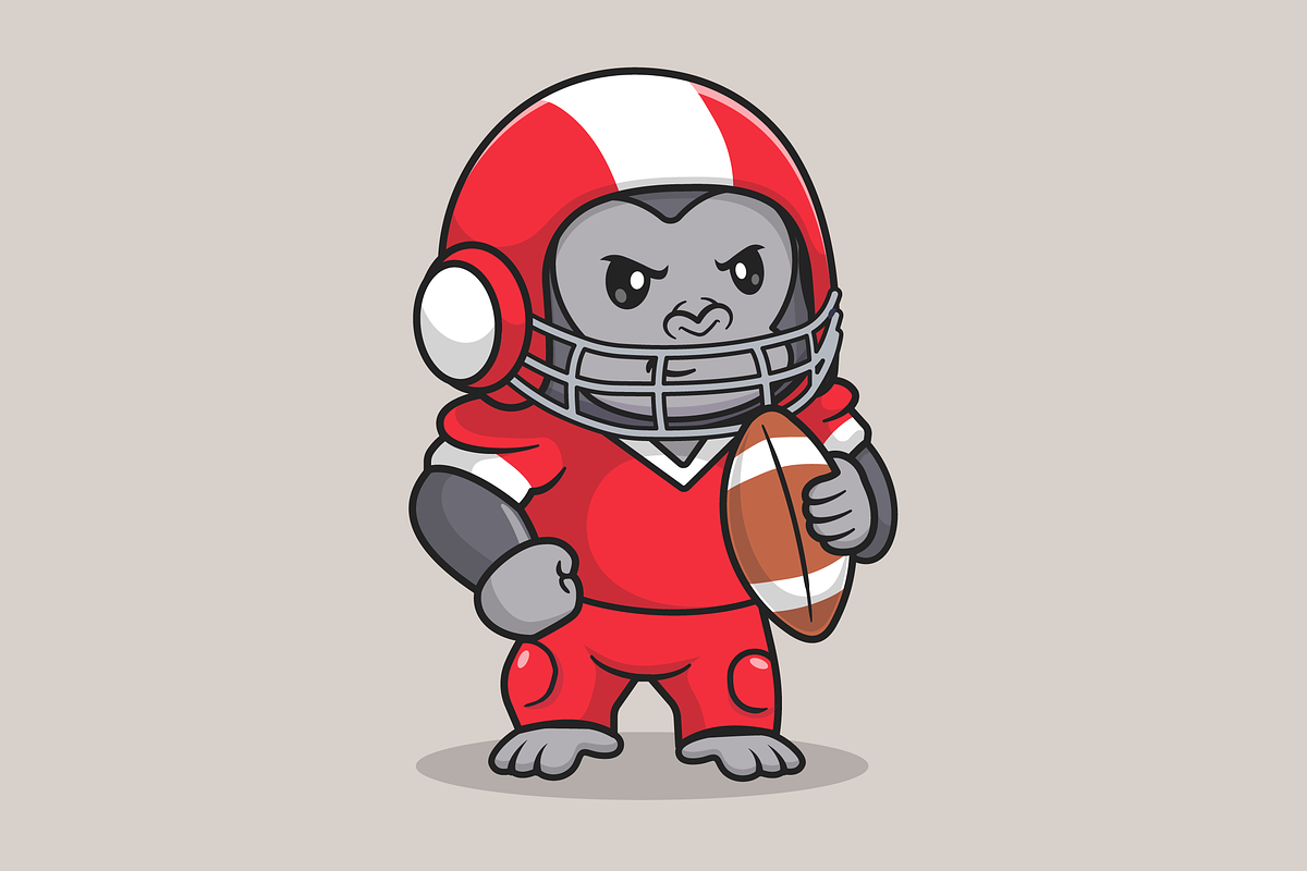 Cute Gorilla Playing Rugby Ball, an Animal Illustration by Catalyst Labs (Photo 2 of 3)