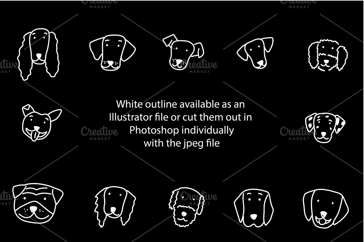 Cute Doodle Dog Faces, an Animal Illustration by Liz Pengilley Studio (Photo 3 of 7)