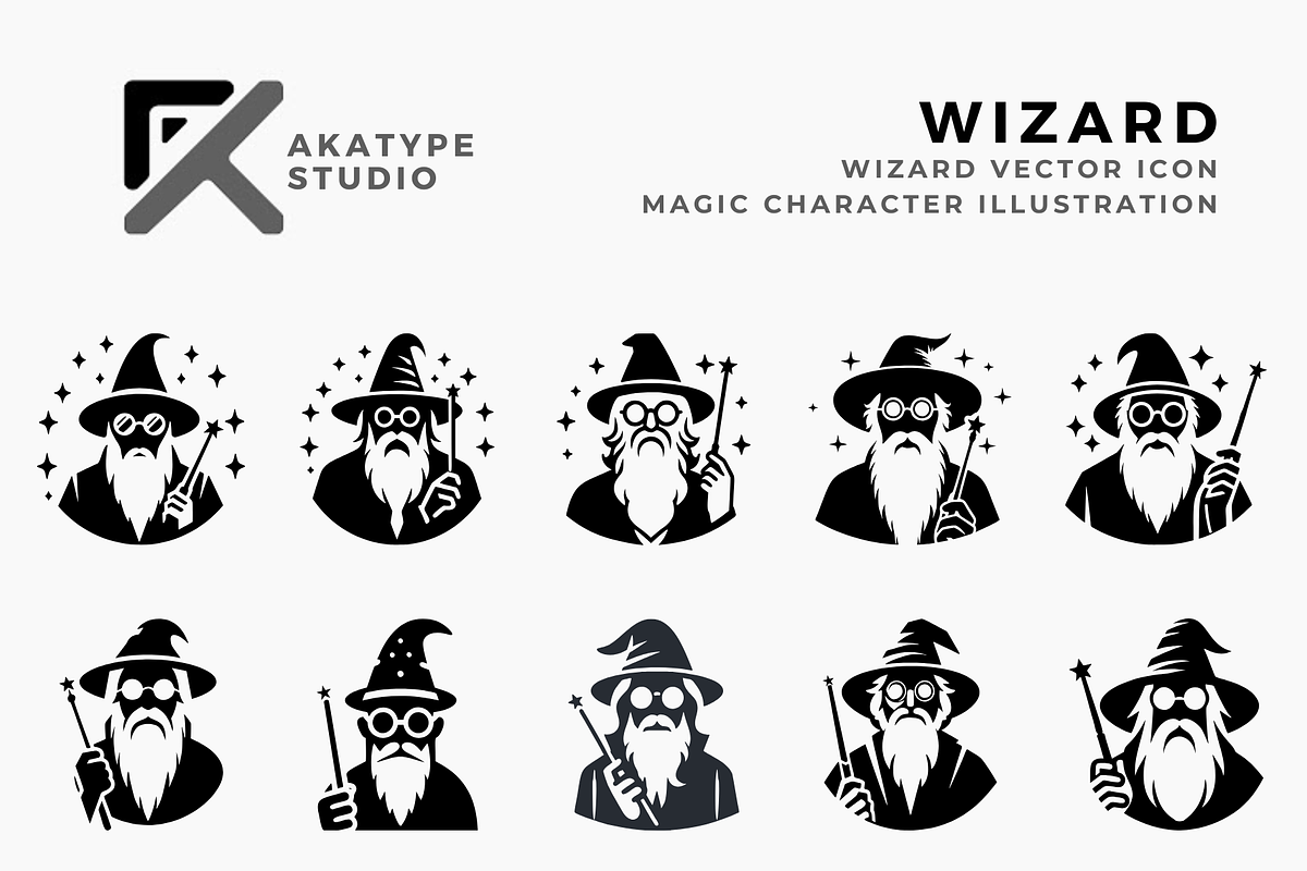 Wizard Icon Vector, a Solid Icon by Akatype Studio