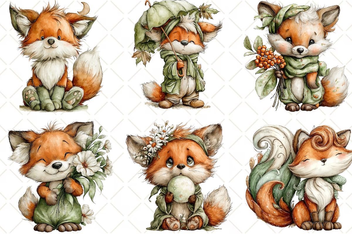 Whimsical Fox Clipart Bundle, an Illustration by Black Bird Studio (Photo 4 of 6)