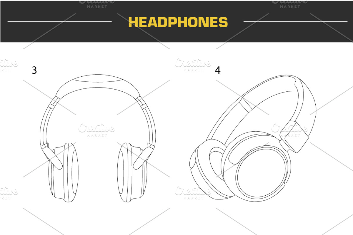 10 Headphones Illustrations, an Object Illustration by Cartoon Lab (Photo 3 of 6)