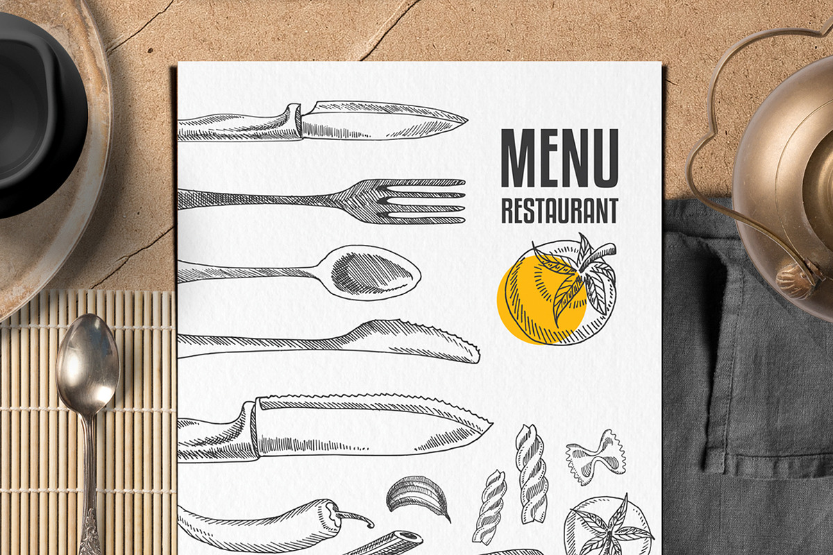 FREE! Trifold + Food Menu Template, a Brochure Template by BarcelonaShop (Photo 3 of 5)