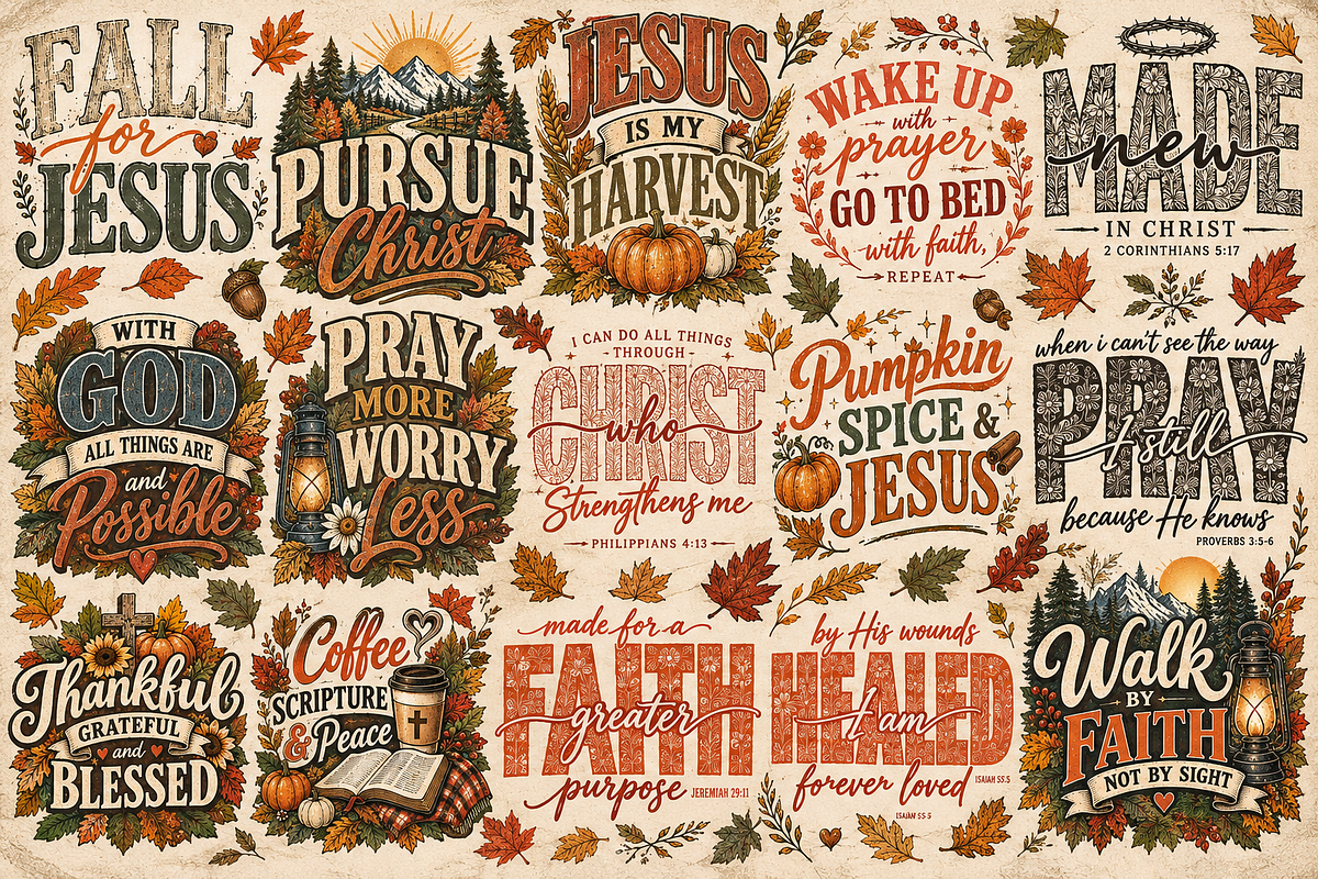 Fall Christian PNG Bundle 24 pics, a Decorative Illustration by ElDesignState (Photo 3 of 33)