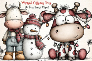 Whimsical Christmas Cow Clipart, an Illustration by Dream Creation