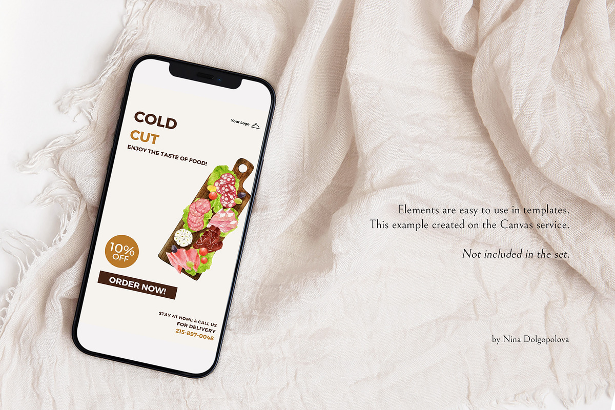 Cold Cuts Food Illustrations., an Object Graphic by NiKO (Photo 6 of 9)