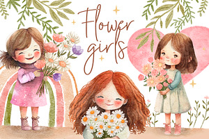 Flower Girls. Watercolor Set