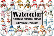 Christmas Snowman Clipart, an Illustration by Design Market (Thumbnail 1 of 4)